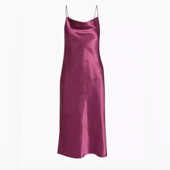 Aritzia Babaton Model Satin Midi Dress in Magenta Crush Size Medium - Picture 2 of 6